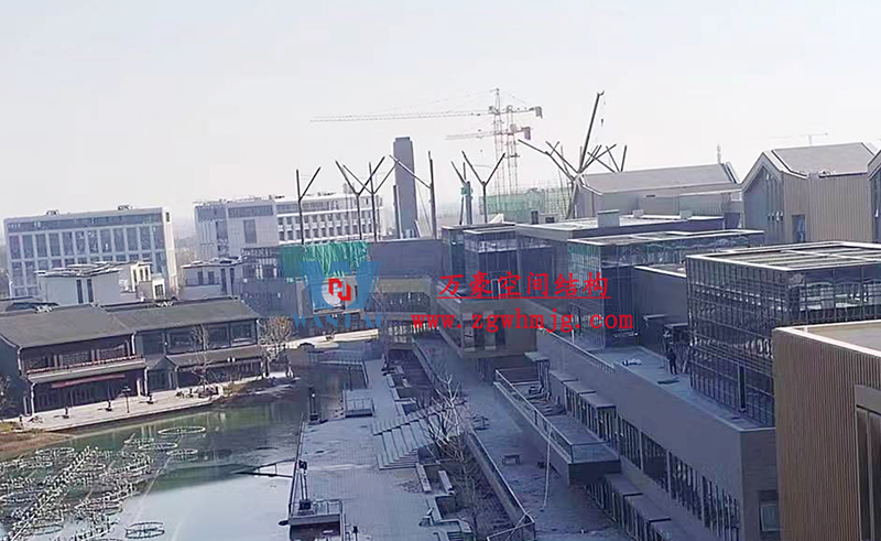 合肥文一塘溪津門天幕鋼結(jié)構(gòu)及ETFE氣枕膜工程施工進(jìn)度