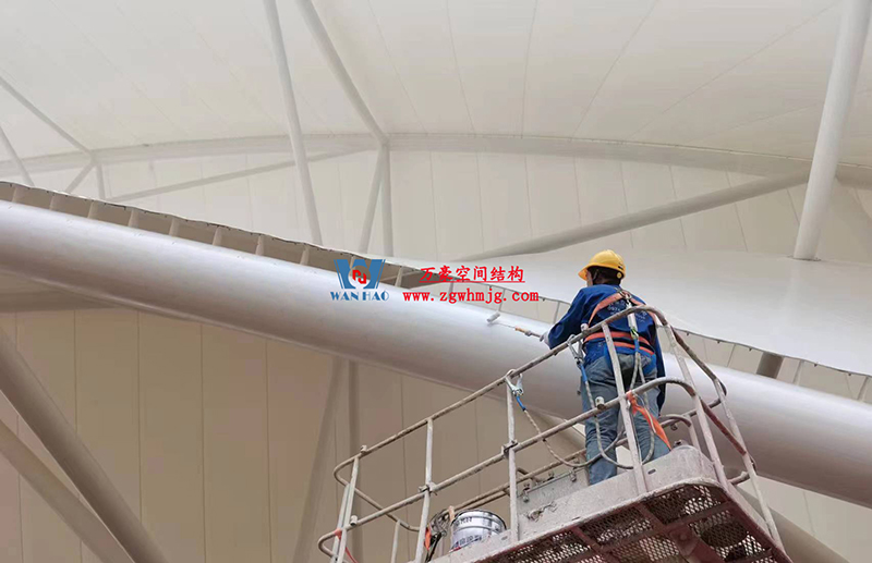 陜西定邊馬蓮灘沙漠公園鋼膜結(jié)構(gòu)工程“奮力快跑”，工程“進(jìn)度條”刷新了!