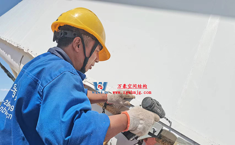 陜西定邊馬蓮灘沙漠公園鋼膜結(jié)構(gòu)工程“奮力快跑”，工程“進(jìn)度條”刷新了!